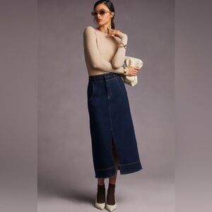 Anthropologie Pilcro Slit-Front Denim Skirt